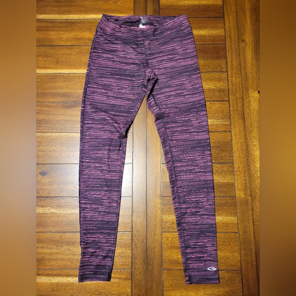 Champion Duo Dry Leggings Pink/Black Striped Womens Size Small